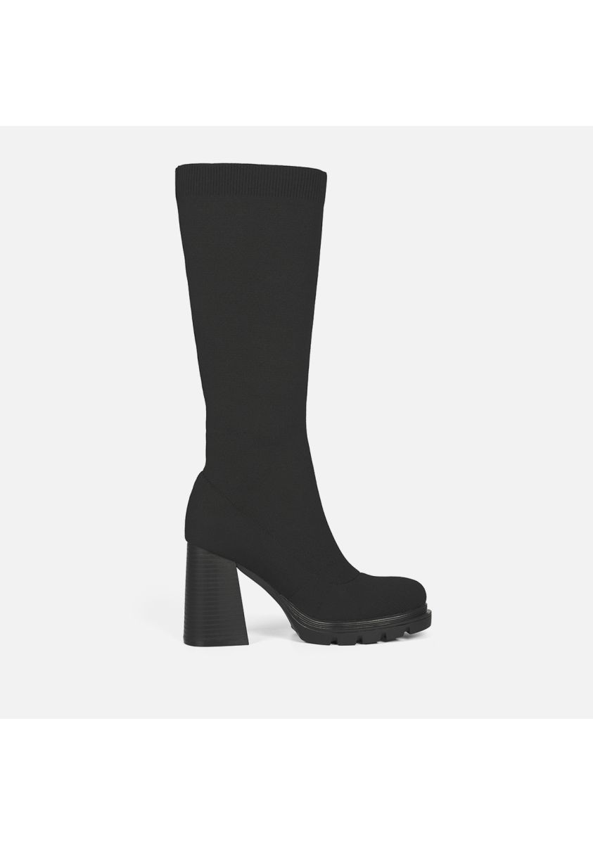 BOTAS ALTAS TIPO CALCETÃN TACÃN Y SUELA TRACK LAURENS - NEGRO