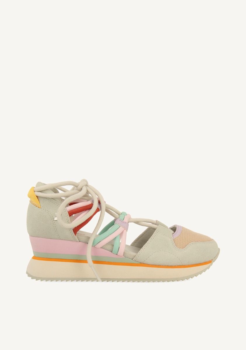 SNEAKERS ABIERTAS ATADAS PIEL LOCKE - BEIG