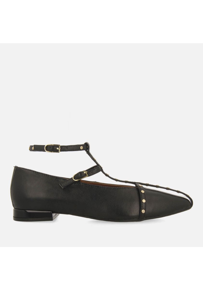 BAILARINAS PIEL CON TACHUELAS KALOCSA - NEGRO