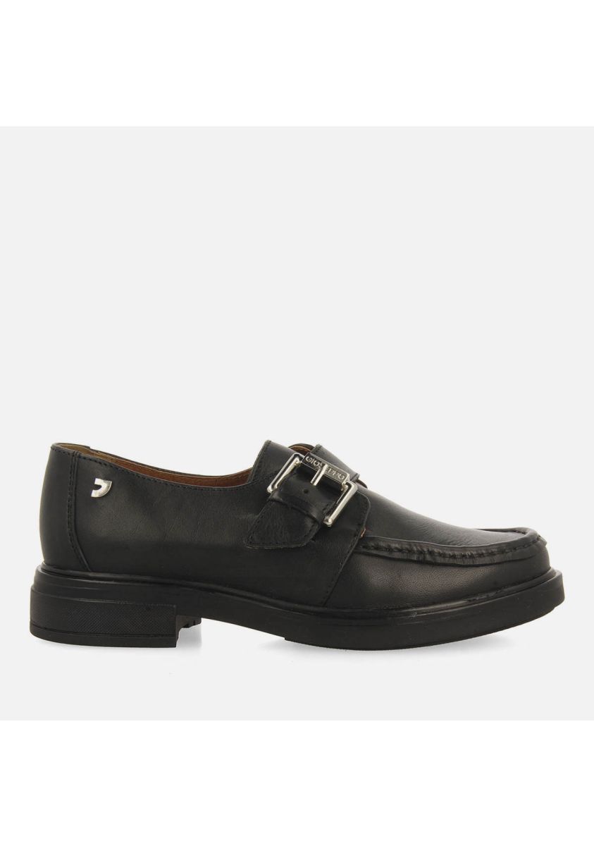 MOCASINES METALIZADOS HEBILLA PIEL KISKORE - NEGRO