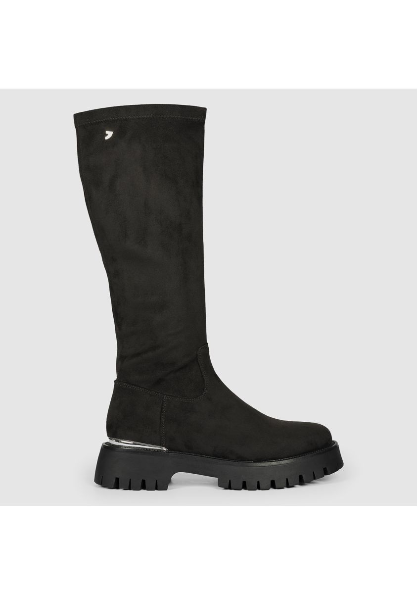 BOTAS ALTAS ATERCIOPELADAS SUELA TRACK ENYING - NEGRO