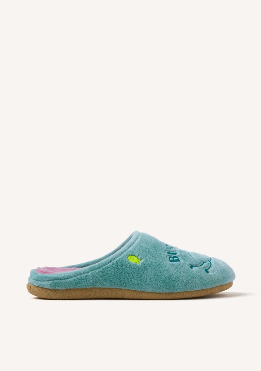 ZAPATILLAS DE CASA PELO FRASE SUNBURG - AGUAMARINA