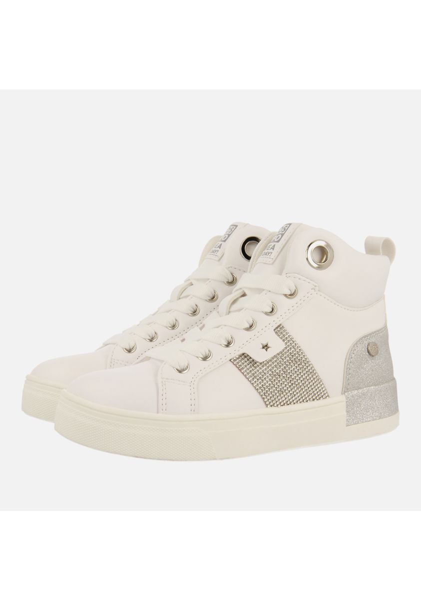 SNEAKERS ABOTINADAS GLITTER Y STRASS RUDME - BLANCO