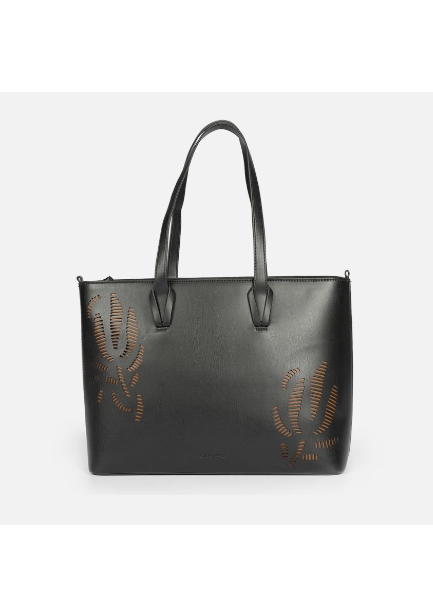 BOLSO SHOPPER BORDADO LUCENEC - NEGRO