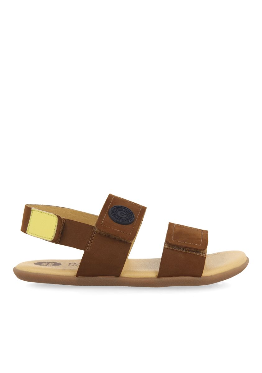 SANDALIAS COLOR CUERO CON ACENTOS EN AMARILLO PARA NIÃO Y NIÃA CORNWALL - CUERO