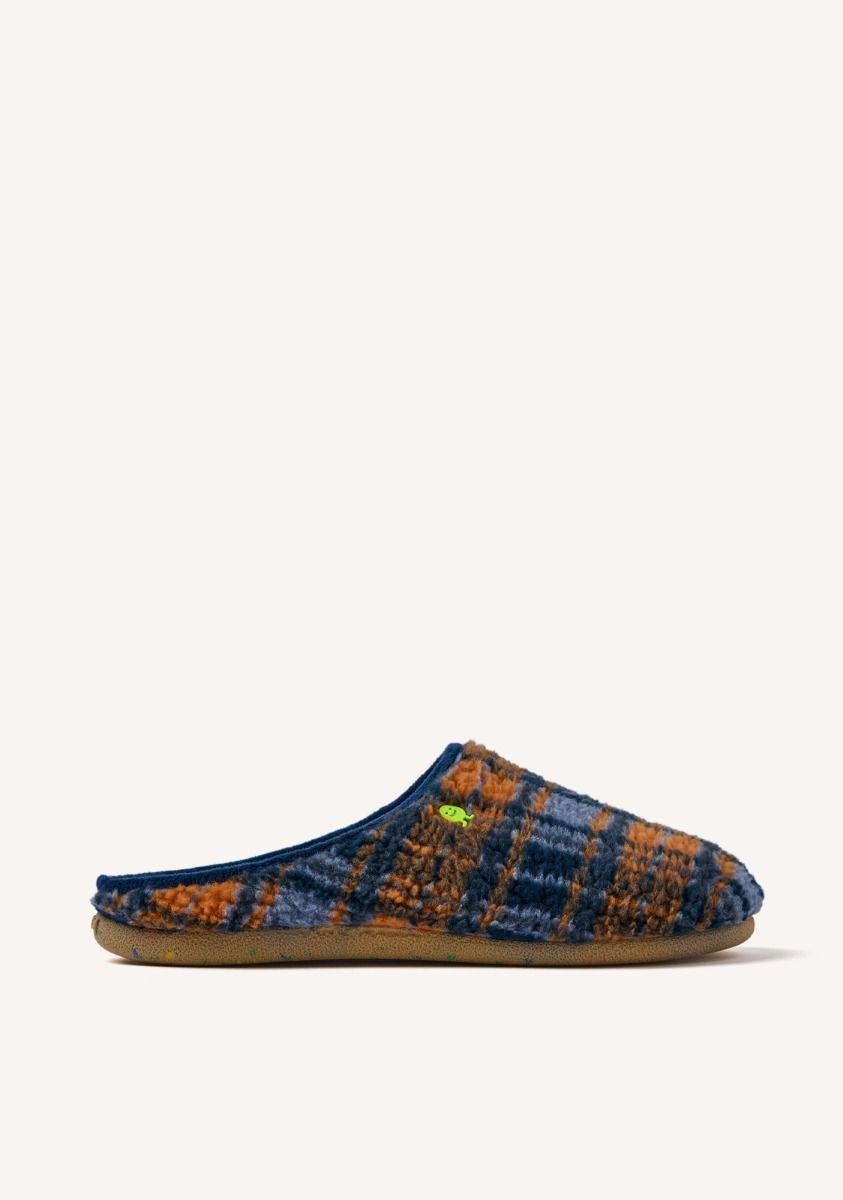 ZAPATILLAS DE CASA PELO BORREGUITO CUADROS GARVIN - MARINO