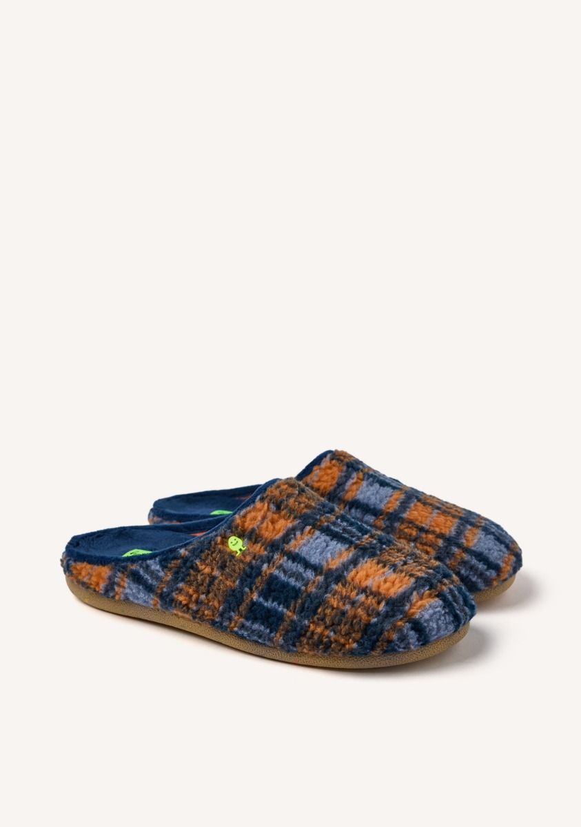ZAPATILLAS DE CASA PELO BORREGUITO CUADROS GARVIN - MARINO
