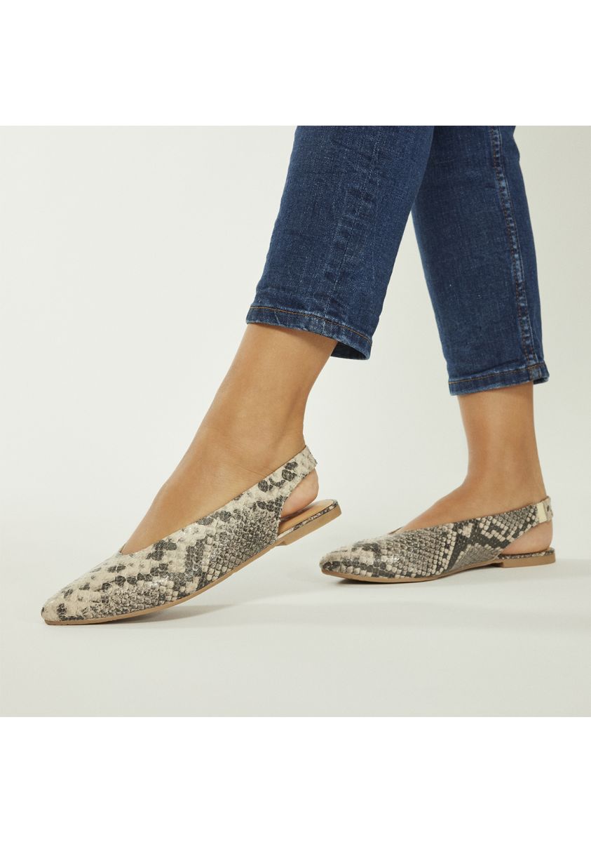 BAILARINAS DESTALONADAS DE PIEL CON PRINT DE SERPIENTE PARA MUJER - SERPIENTE
