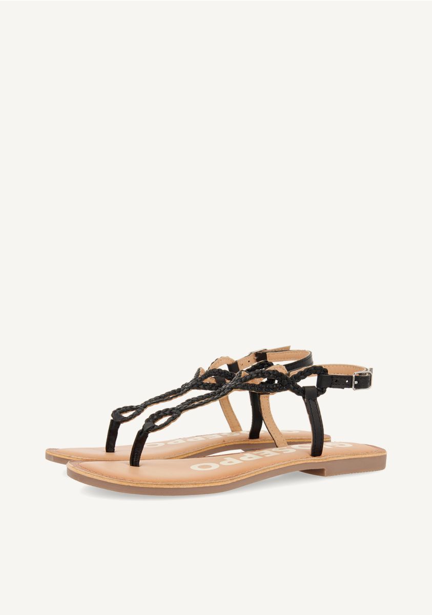 Sandalias de tiras trenzadas negras para mujer FYFFE - NEGRO
