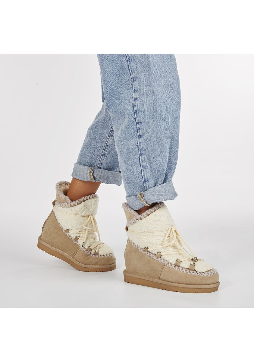 Botas estilo australiano camel con detalle de borrego para mujer  46486 - CAMEL