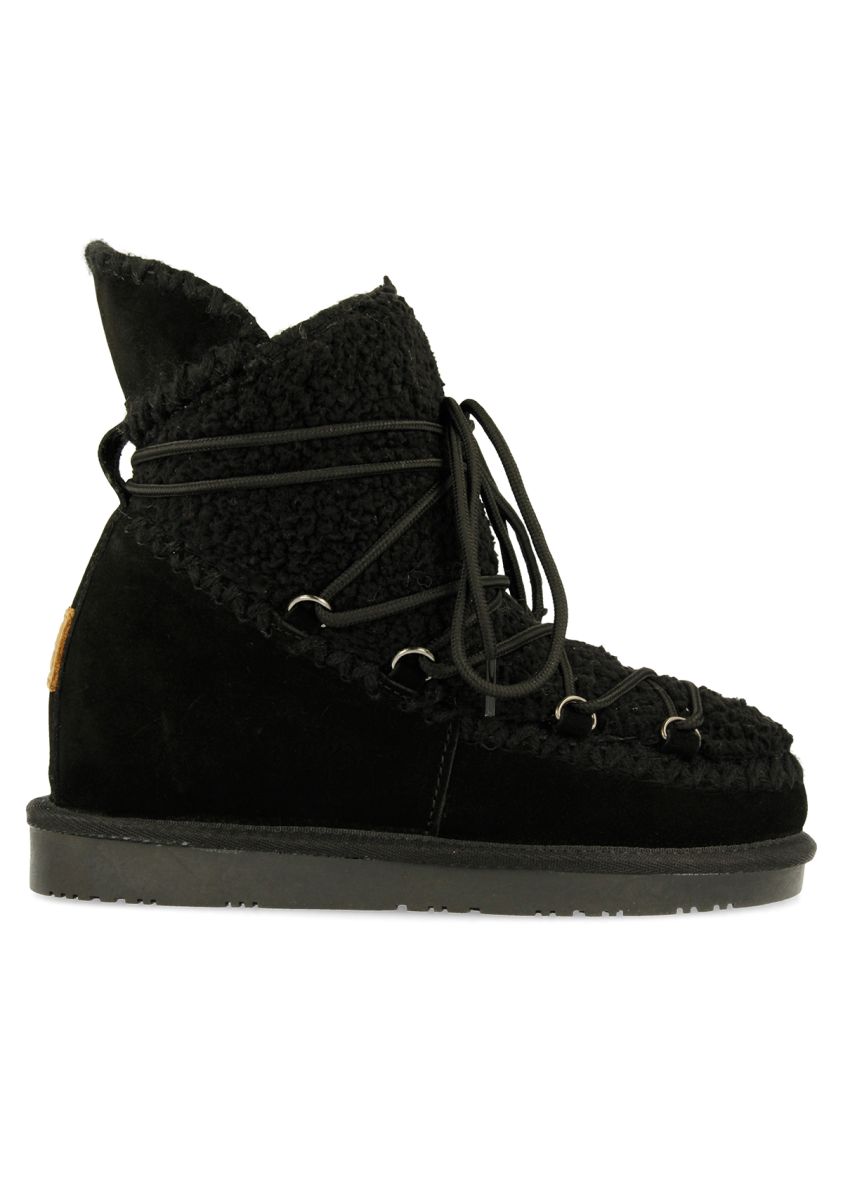 Botas estilo australiano negras con detalle de borrego para mujer 46486 - NEGRO