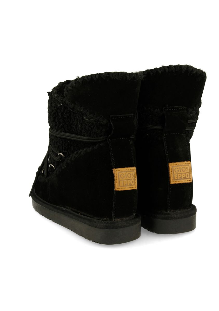 Botas estilo australiano negras con detalle de borrego para mujer 46486 - NEGRO