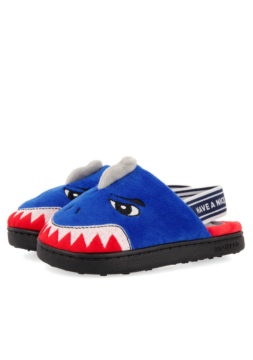 ZAPATILLAS DE ESTAR POR CASA ABIERTAS CON TIRA ELÃSTICA Y BORDADO DE TIBURÃN PARA PARA NIÃO ALFELD - AZUL
