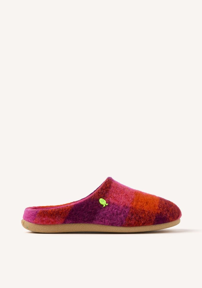 ZAPATILLAS DE CASA LANA CUADROS CORRELL - FUXIA
