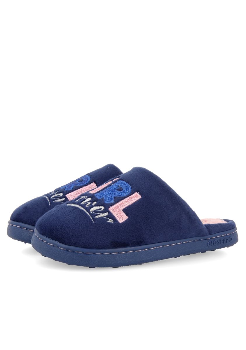 ZAPATILLAS DE ESTAR POR CASA DESTALONADAS AZUL MARINO CON MENSAJE PARA NIÃA SKIVE - MARINO