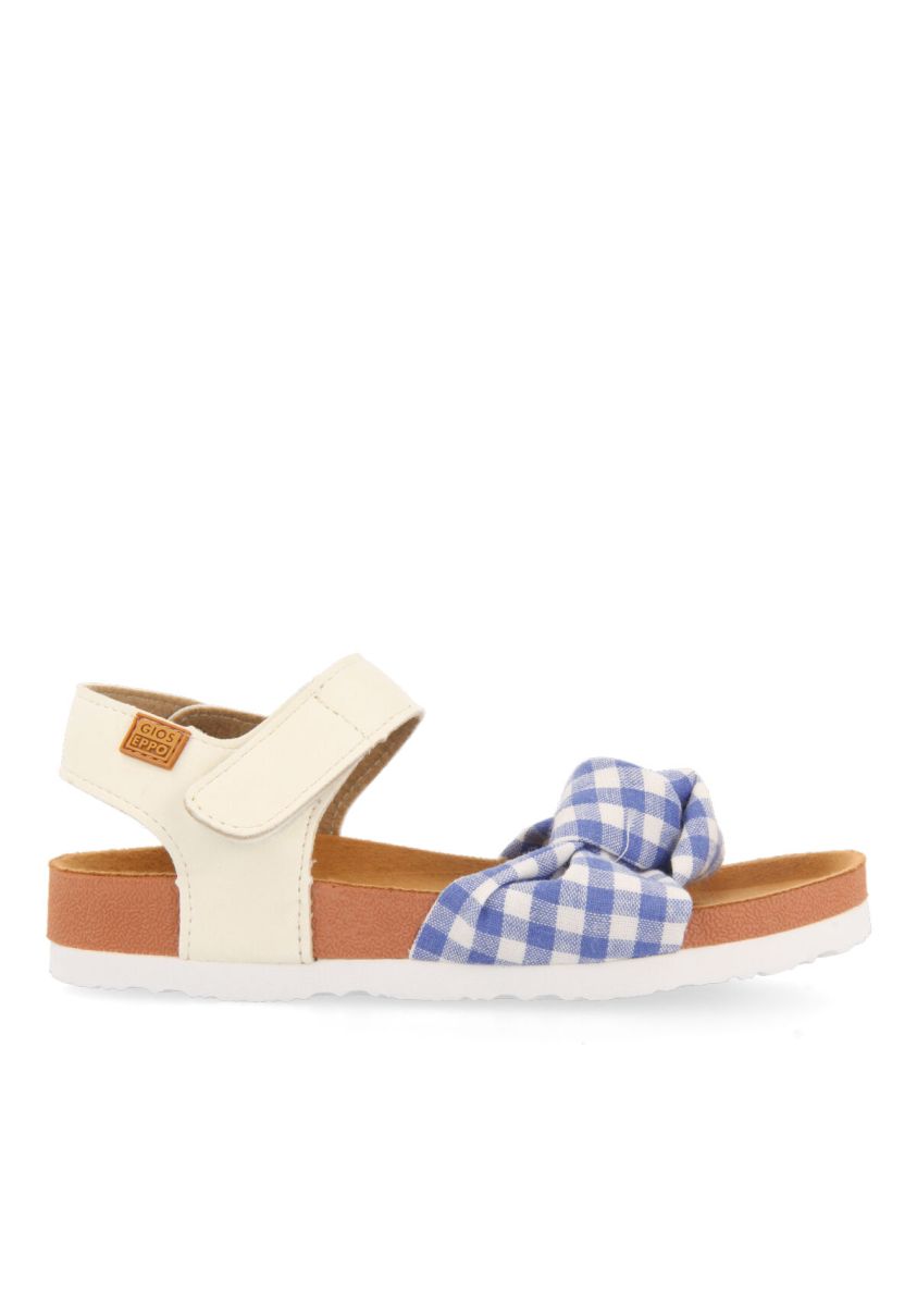 CHANCLAS DE SUELA BIO CON TEJIDO TIPO PAÃUELO CON CUADROS DE VICHY PARA NIÃA WISNER - AZUL