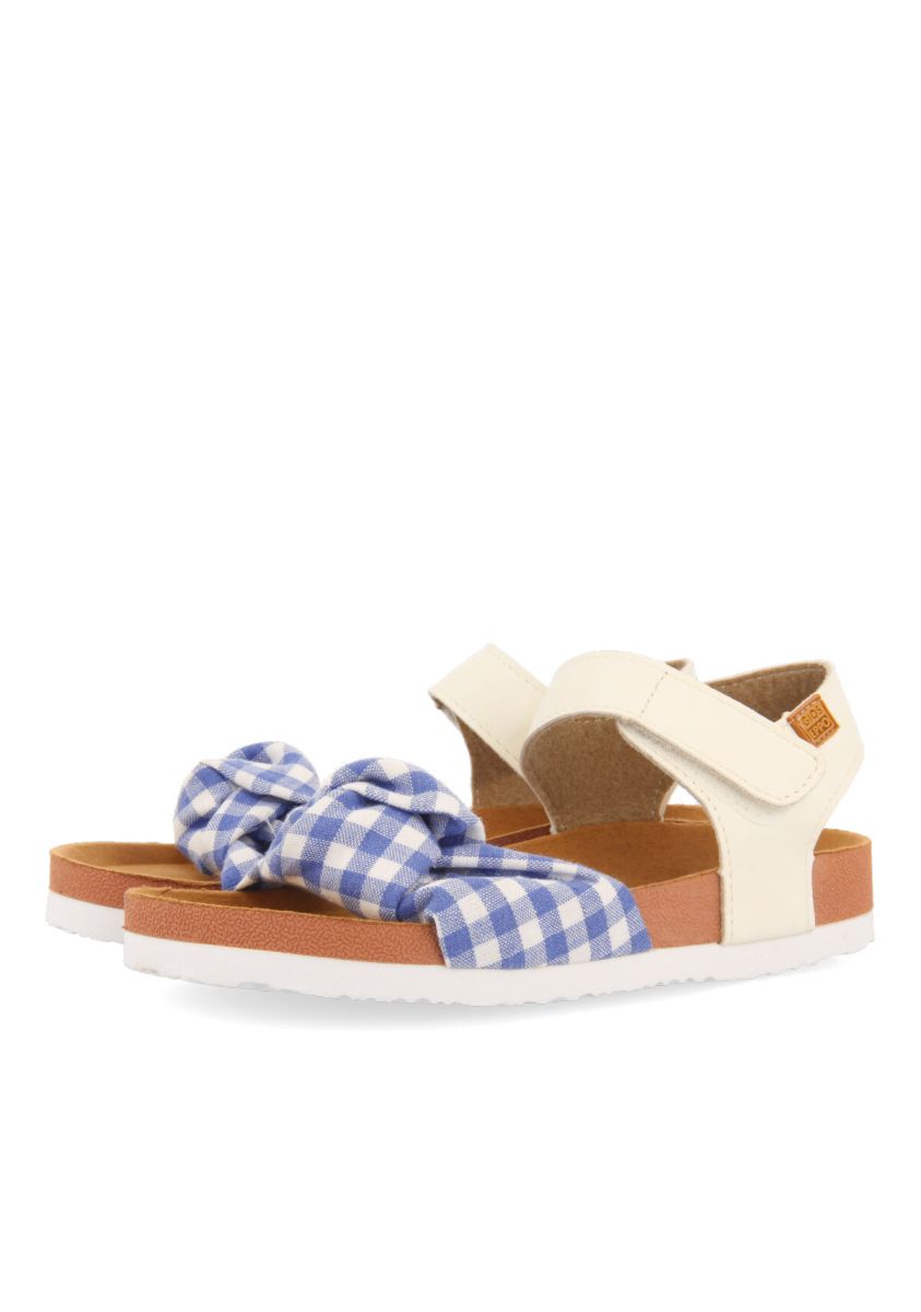 CHANCLAS DE SUELA BIO CON TEJIDO TIPO PAÃUELO CON CUADROS DE VICHY PARA NIÃA WISNER - AZUL