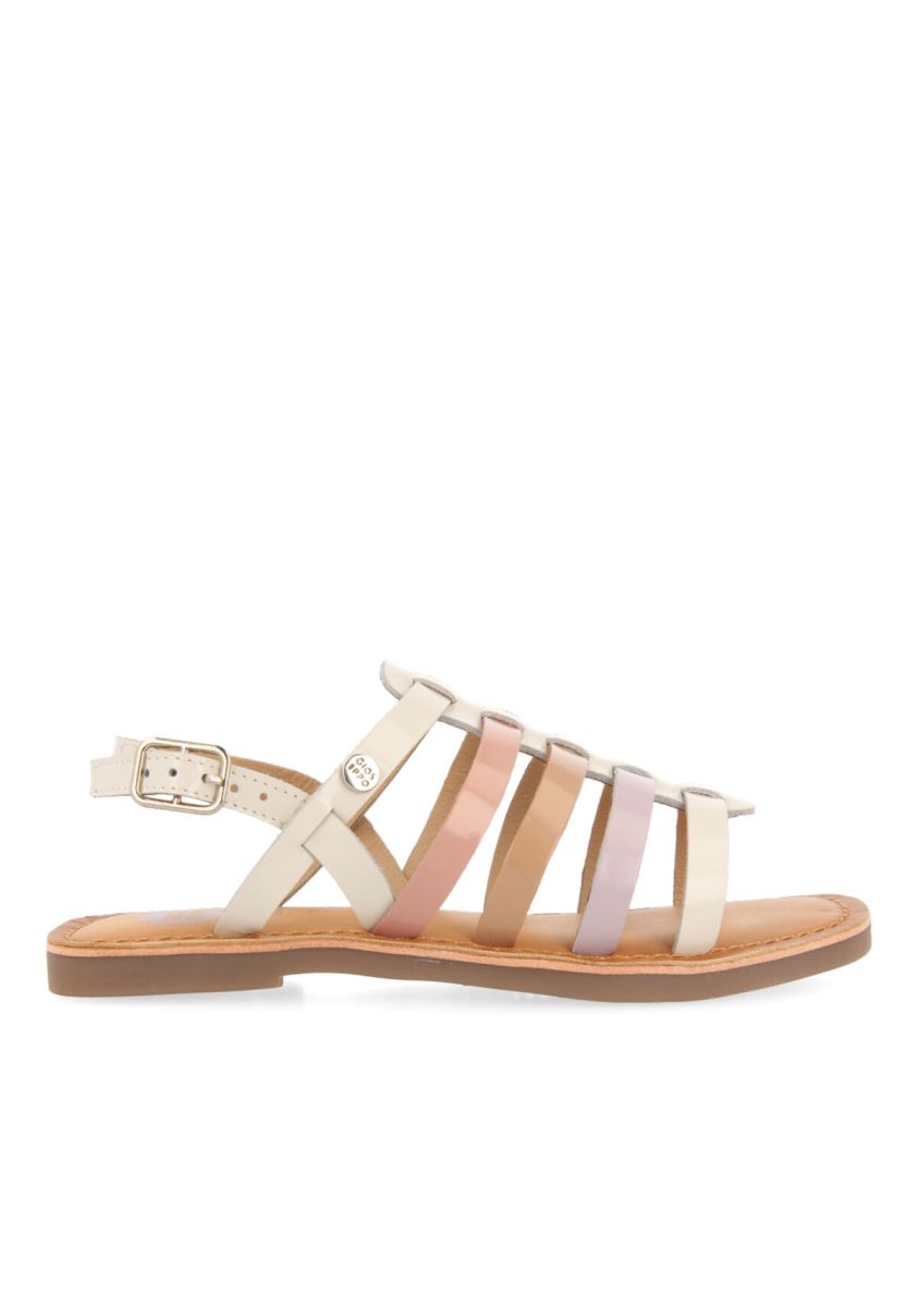 SANDALIAS BLANCAS CON TIRAS EN COLORES PASTEL PARA NIÃA BASKIN - BLANCO