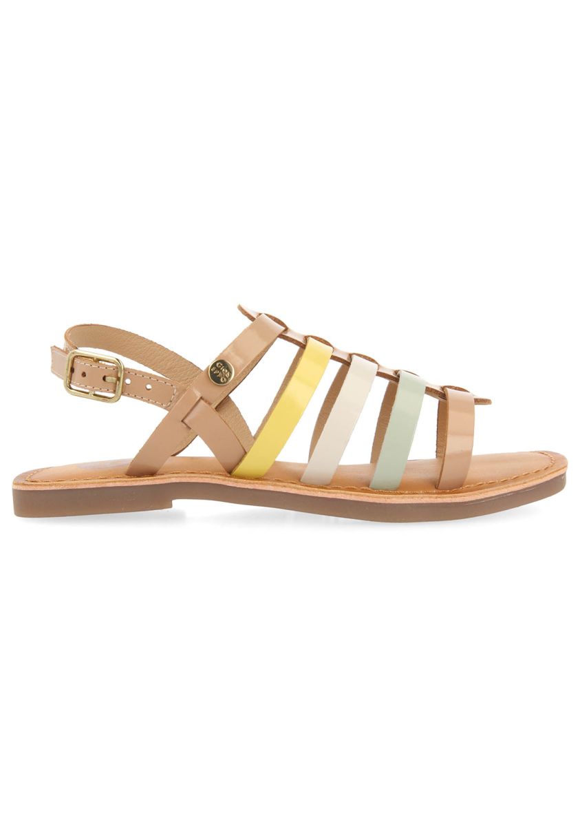 BROWN SANDALS WITH PASTEL STRAPS FOR GIRL BASKIN - CUERO