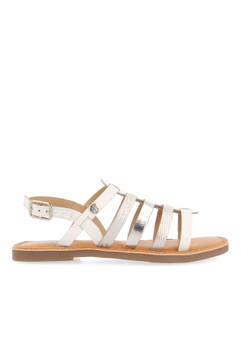 SANDALIAS BLANCAS CON METALIZADOS PLATEADOS PARA NIÃA KEACHI - BLANCO