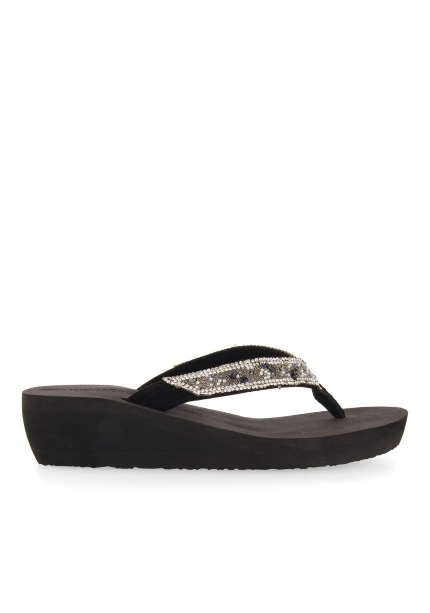 CHANCLAS NEGRAS DE CUÃA PARA MUJER MEZZAGO - NEGRO