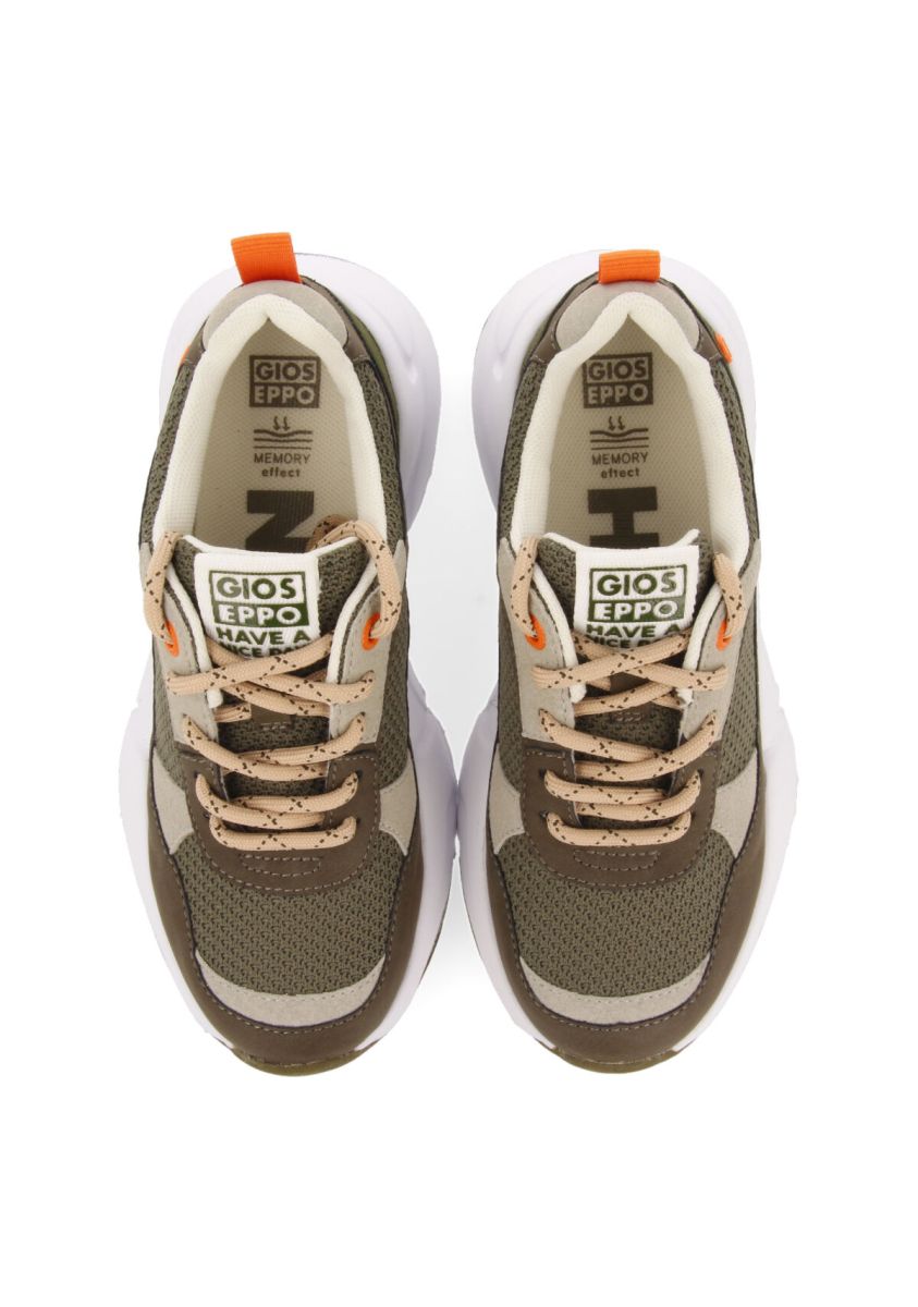 SNEAKERS CAQUI CON CORDONES TIPO TREKKING Y PISO LIGERO CON VOLUMEN PARA NIÃOS KOLAN - KAKI