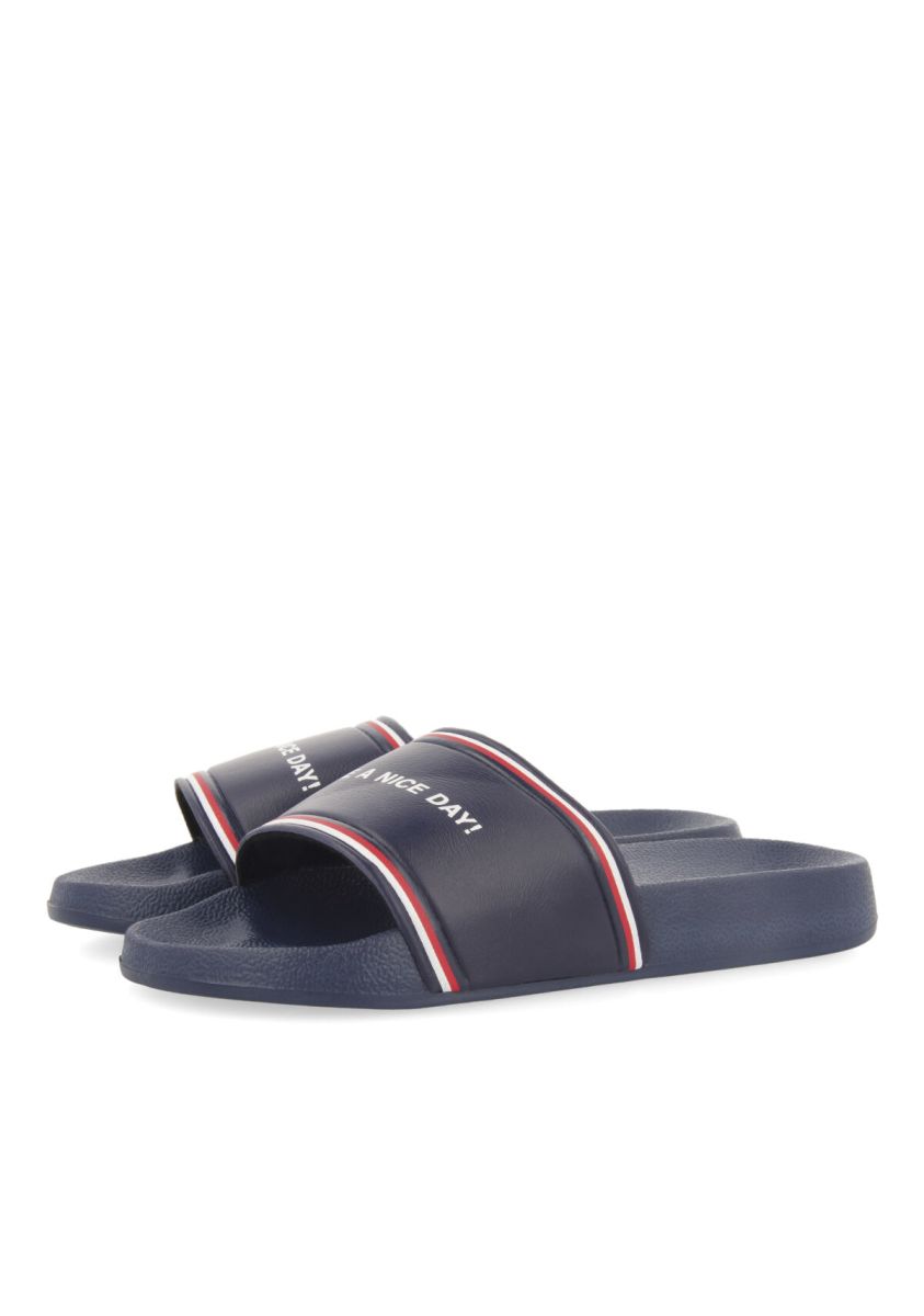 CHANCLAS DE PLAYA AZUL MARINO CON PALA CON MENSAJE PARA NIÃO ANGICO - MARINO