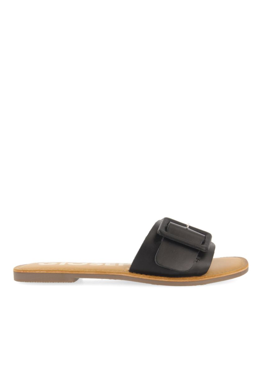 BLACK MULE SANDAL WITH BUCKLE FOR WOMAN WELDA  - NEGRO