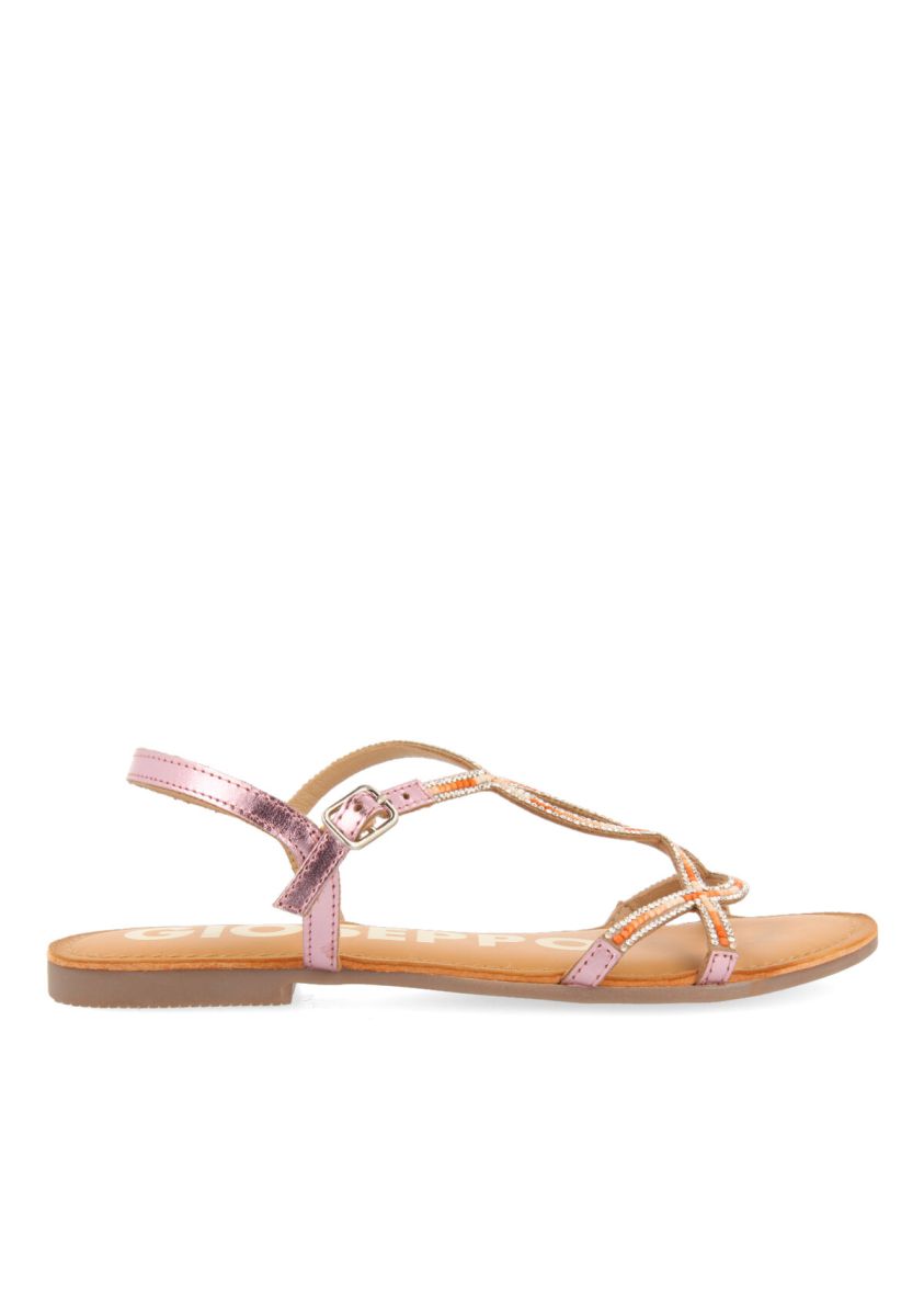 SANDALIAS ROSAS CON TIRAS Y ADORNO DE CUENTAS PARA MUJER ARAXA - ROSA