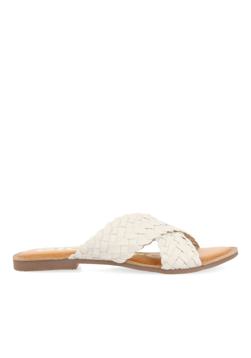 SANDALIA EN COLOR OFF-WHITE CON TIRAS TRENZADAS PARA MUJER UPALA - OFF-WHITE
