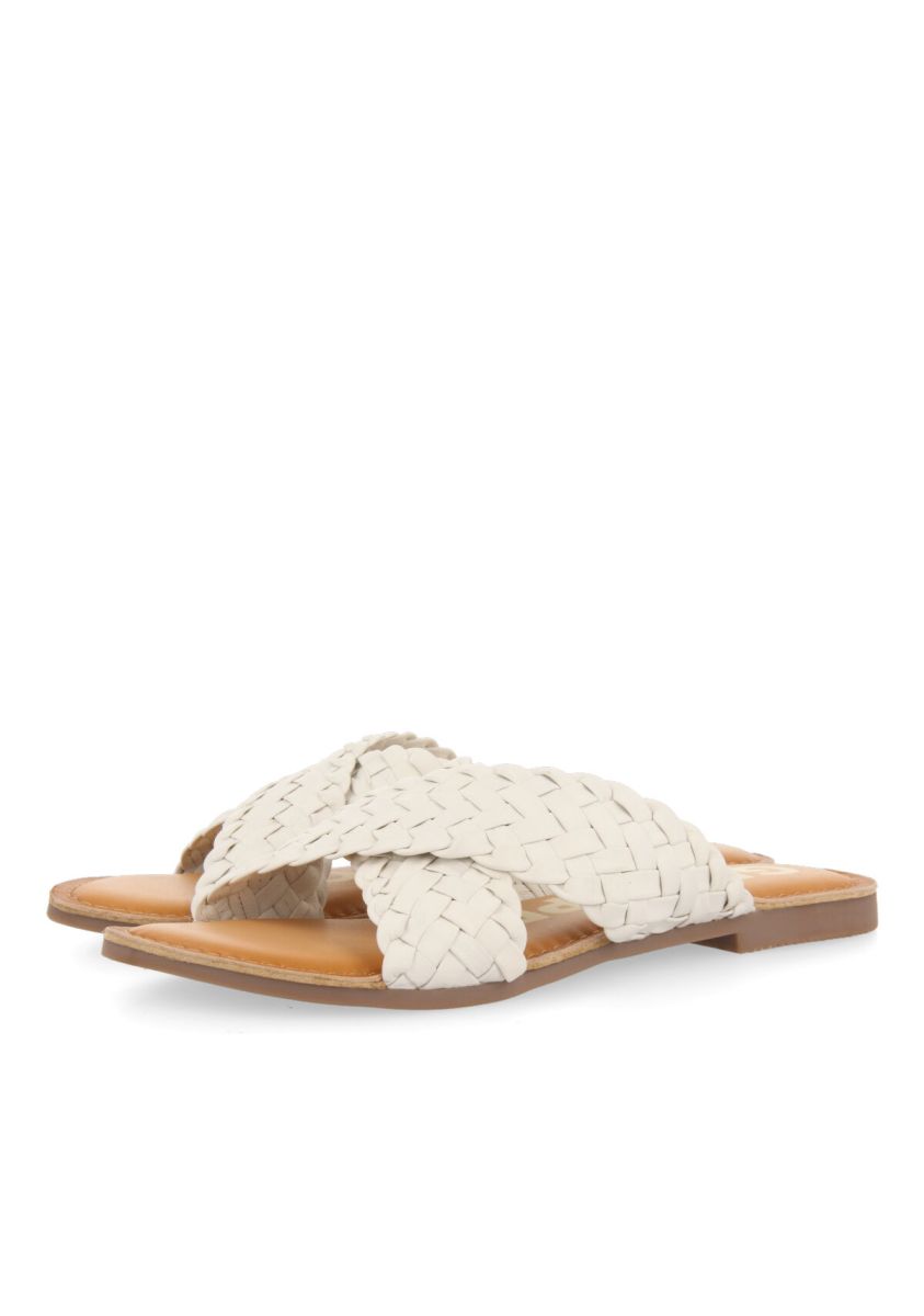 SANDALIA EN COLOR OFF-WHITE CON TIRAS TRENZADAS PARA MUJER UPALA - OFF-WHITE