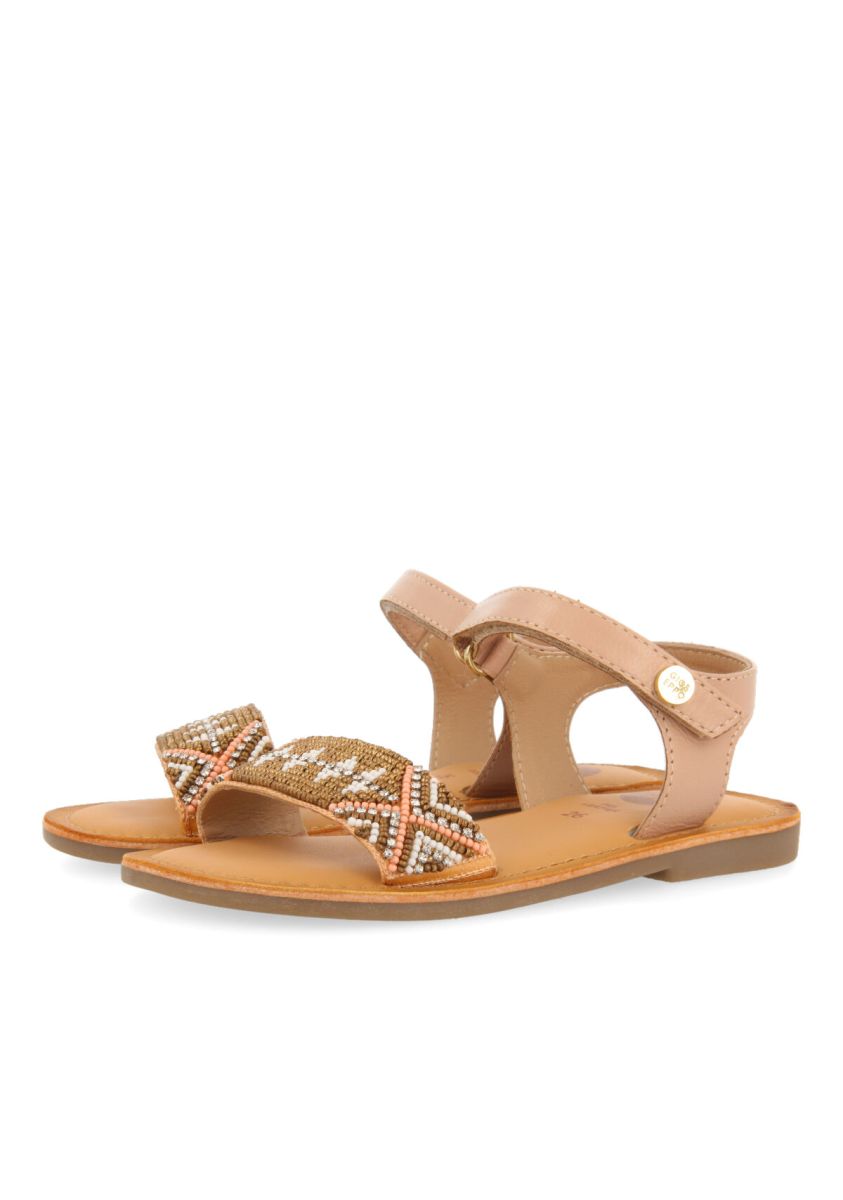 SANDALIAS NUDE CON CRISTALES Y BEADS PARA NIÃA DUNEDIN - NUDE
