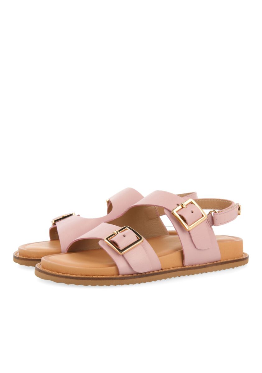 SANDALIAS TIPO BIO DE PIEL COLOR ROSA CON HEBILLAS PARA NIÃA LANUSEI - ROSA