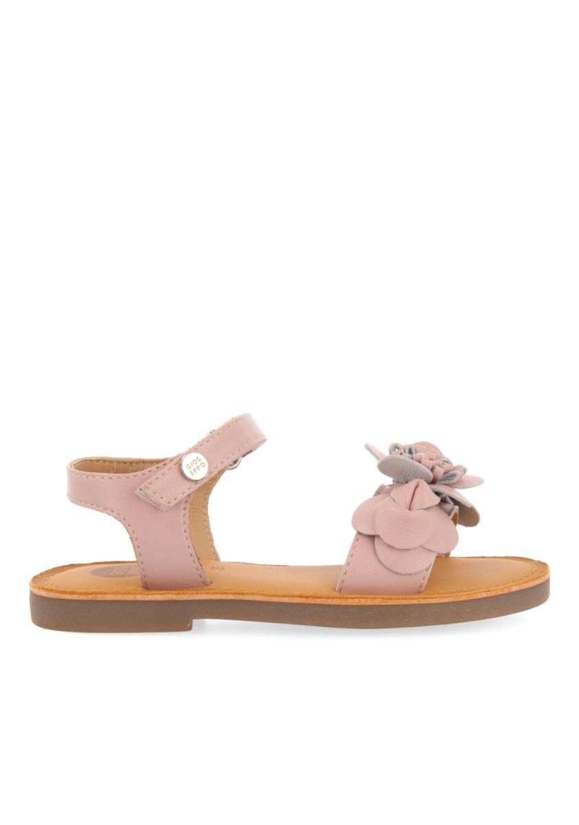 SANDALIAS ROSA DE PIEL CON ADORNO DE FLORES PARA NIÃA ITATIM - ROSA
