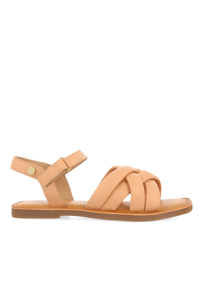 SANDALIAS DE PIEL NUDE CON TIRAS ACOLCHADAS PARA NIÃA VERMEZZO - NUDE