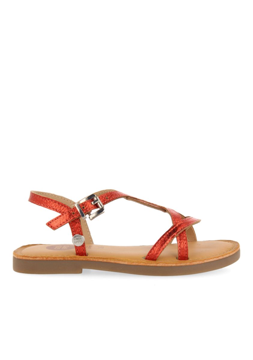 SANDALIAS NARANJA DE PIEL CON TIRAS PARA NIÃA NOSATE - NARANJA