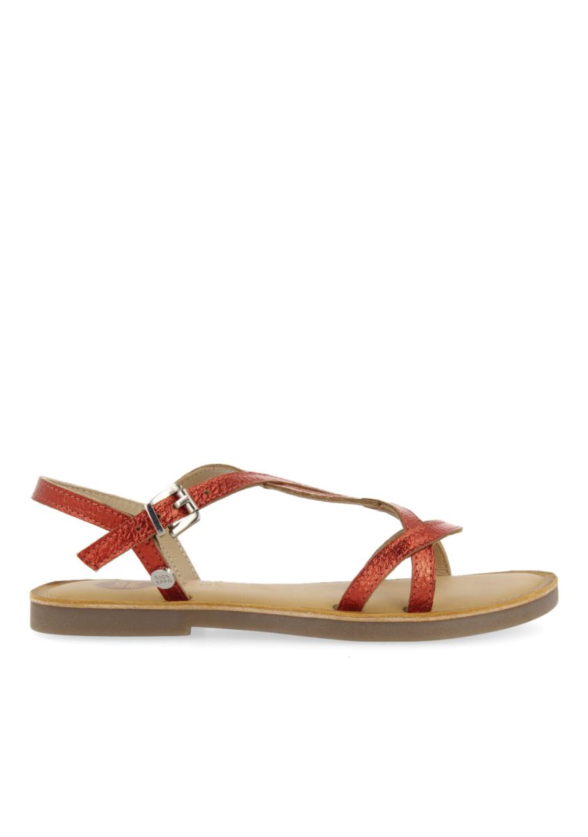 SANDALIAS NARANJA DE PIEL CON TIRAS PARA NIÃA PAROBE - NARANJA
