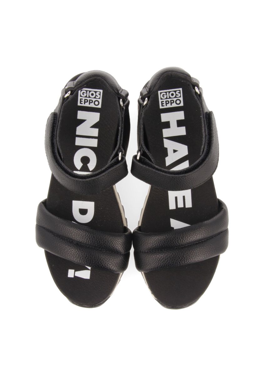 SANDALIAS DEPORTIVAS NEGRAS ACOLCHADAS CON CIERRE AJUSTABLE TEFE - NEGRO