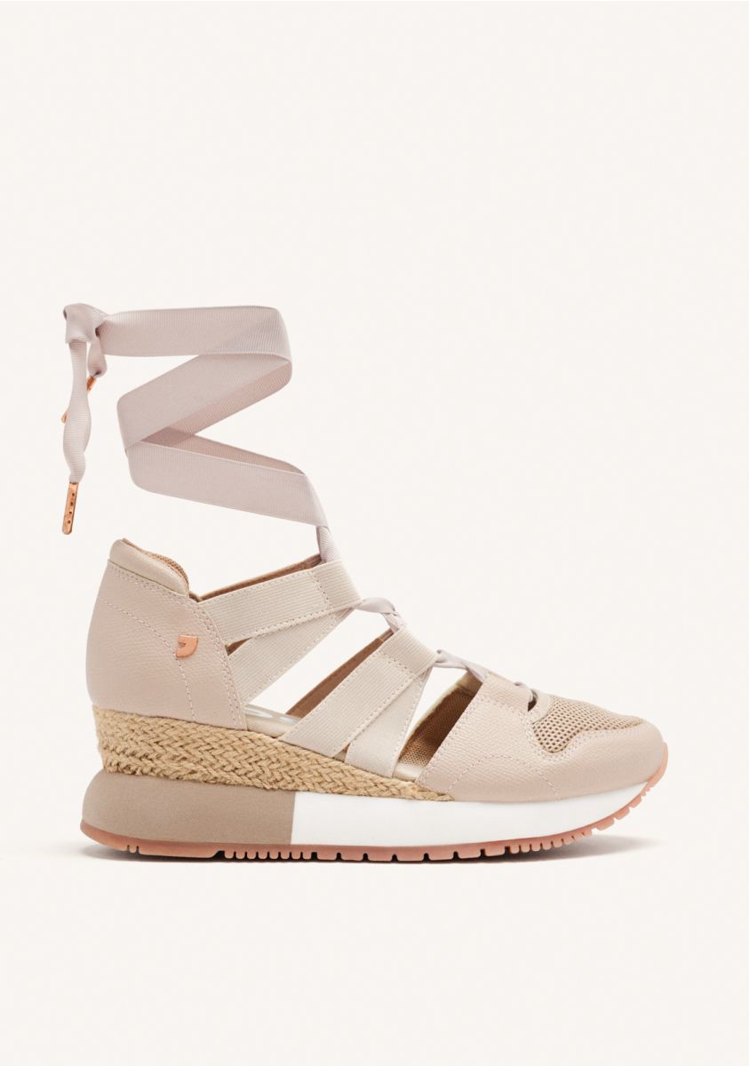 SNEAKERS BEIGE TIPO ESPADRILLE PARA MUJER LIZARDA - BEIG