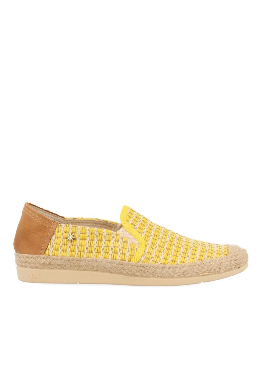 ALPARGATAS LA SIESTA AMARILLAS CON RAYAS DE RAFIA Y ALGODÃN PARA MUJER CUERDAS  - AMARILLO