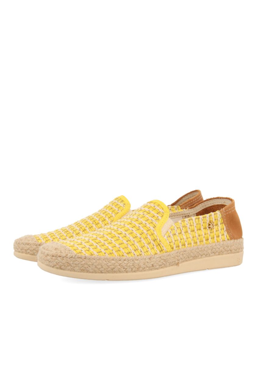 ALPARGATAS LA SIESTA AMARILLAS CON RAYAS DE RAFIA Y ALGODÃN PARA MUJER CUERDAS - AMARILLO
