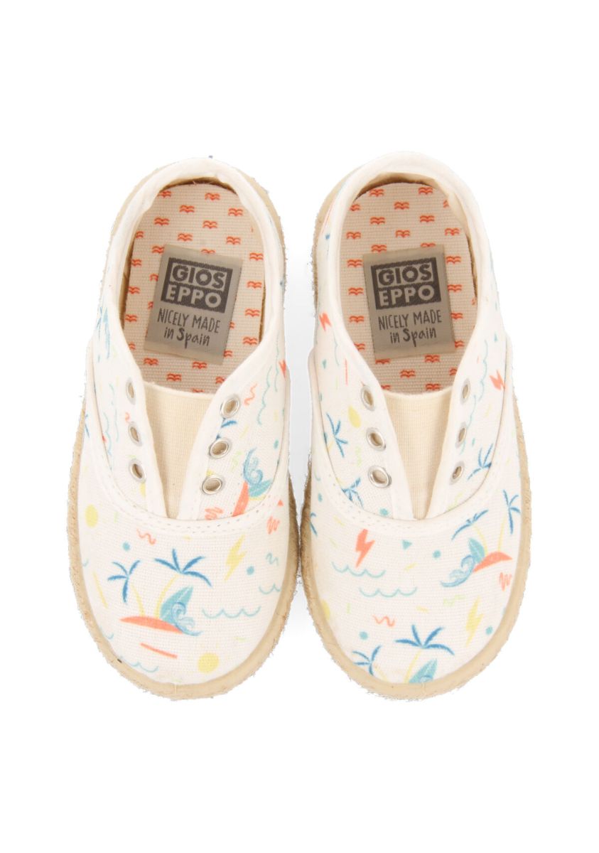 ESPADRILLES BLANCAS CON ESTAMPADO PLAYERO PARA BEBÃ ELKO - BLANCO