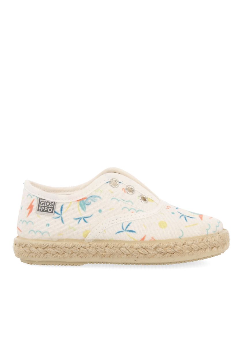 ESPADRILLES BLANCAS CON ESTAMPADO PLAYERO PARA BEBÃ ELKO - BLANCO