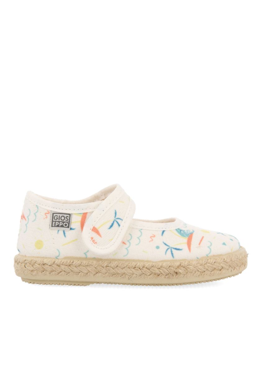 ESPADRILLES BLANCAS CON ESTAMPADO PLAYERO TIPO MERCEDITAS PARA BEBÃ KIJEVO - BLANCO