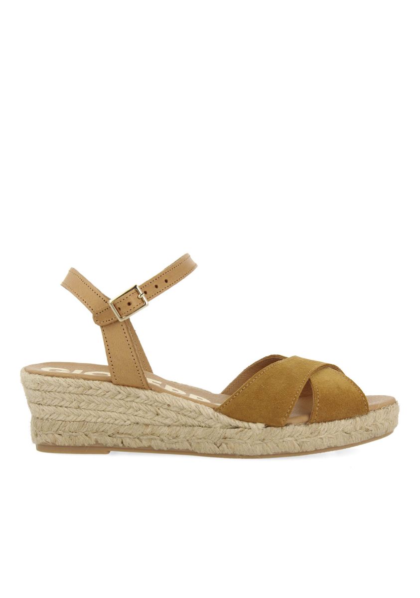 SANDALIAS COLOR CUERO CON LIGERA CUÃA DE YUTE PARA MUJER KENDARI  - CUERO