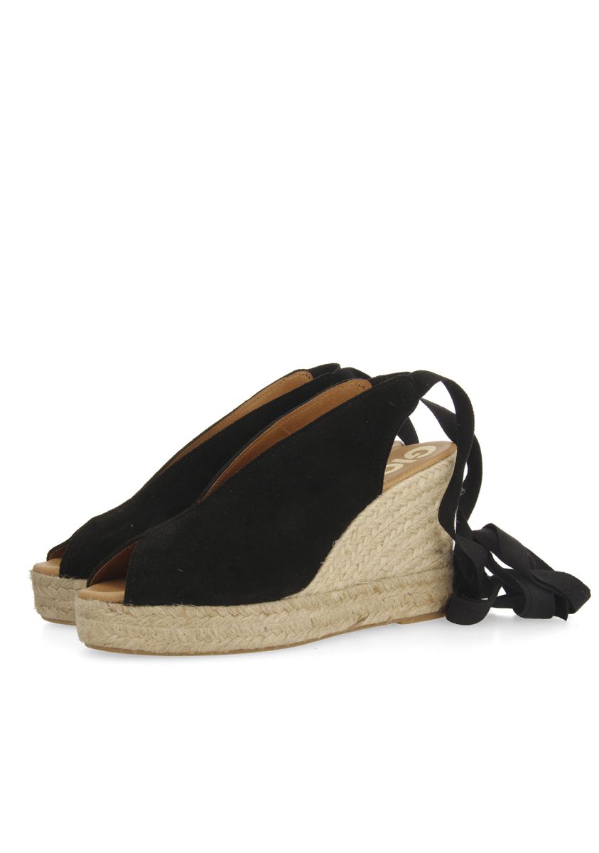 ANCON WOMEN'S BLACK ESPADRILLES WITH JUTE WEDGES - NEGRO
