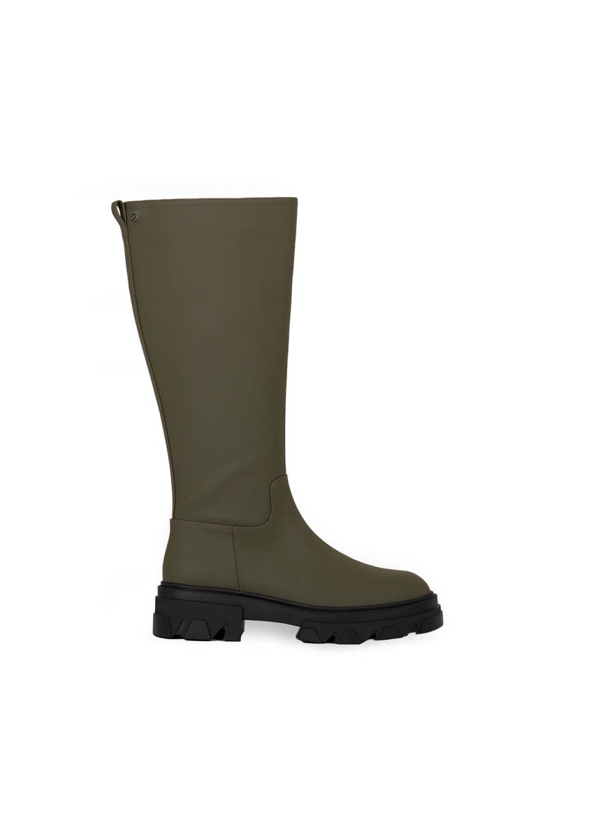 Bota kaki alta engomada y piso track para mujer brossard - KAKI
