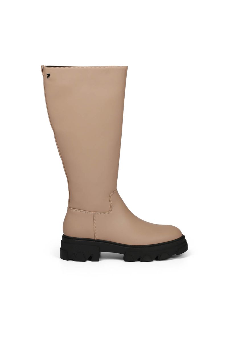 Bota beige alta engomada y piso track para mujer brossard - NUDE