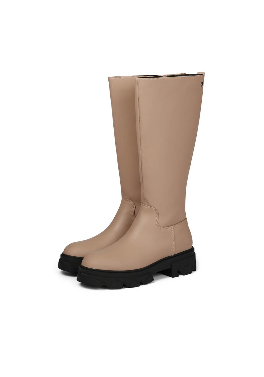 Bota beige alta engomada y piso track para mujer brossard - NUDE