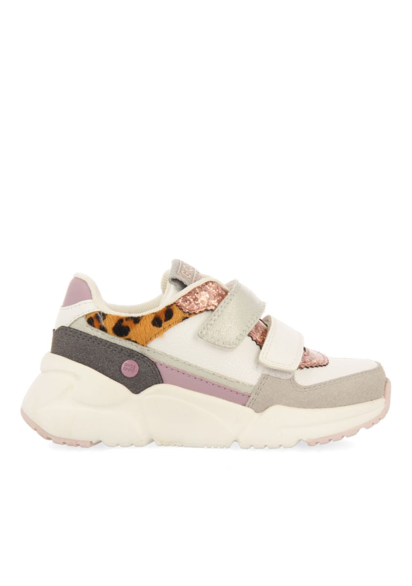 Sneakers blancas con detalles de glitter y tonos pastel para niÃ±a omeath - LEOPARDO